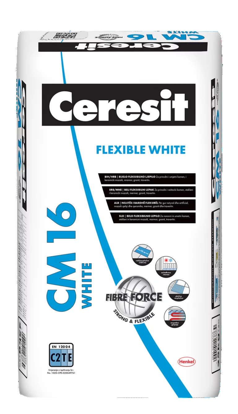 Fleksibilno ljepilo za keramiku, CM 16 WHITE 25kg, CERESIT